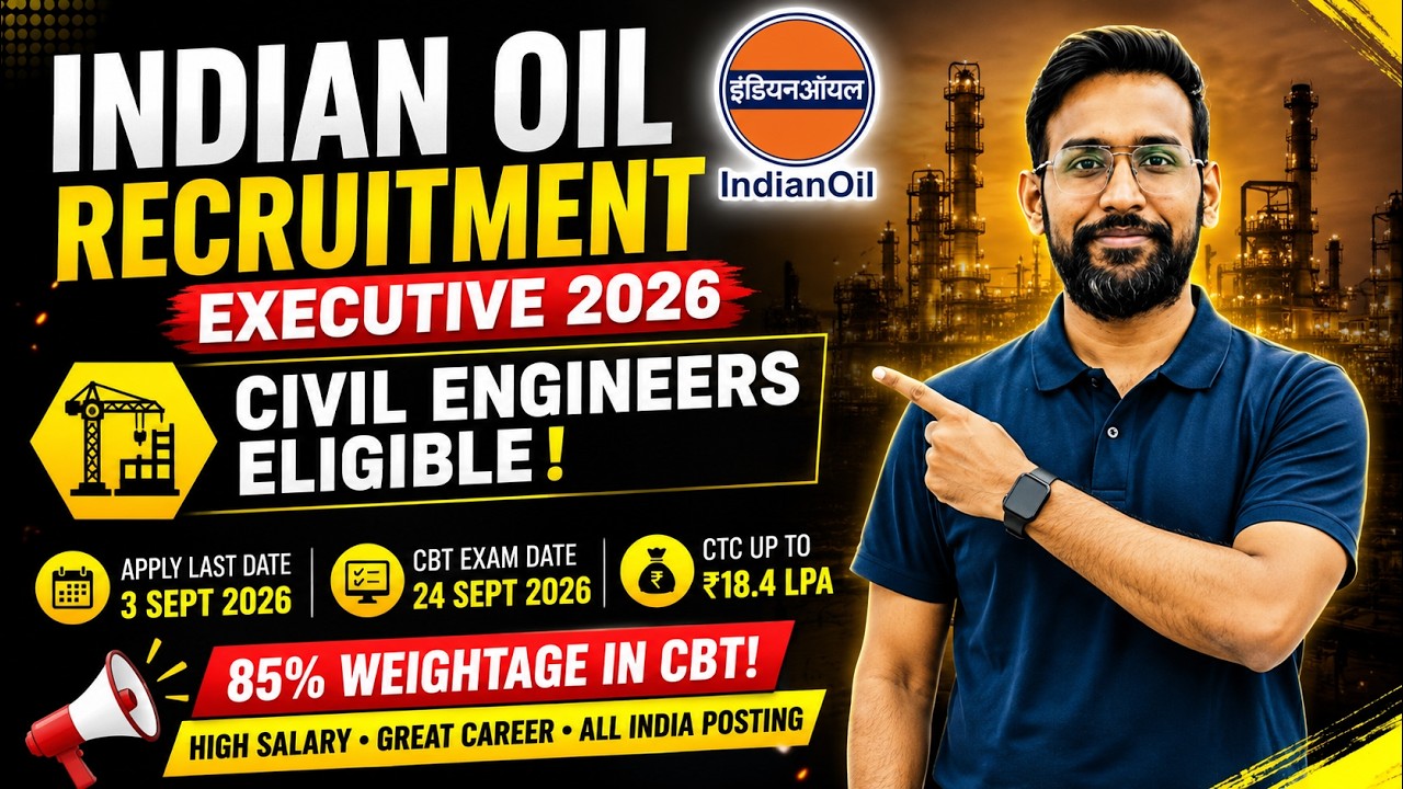 IOCL Recruitment 2026 🔥 Civil Engineers Eligible! ₹18.4 LPA Salary | Apply Now Before 3 Sept 🚨
