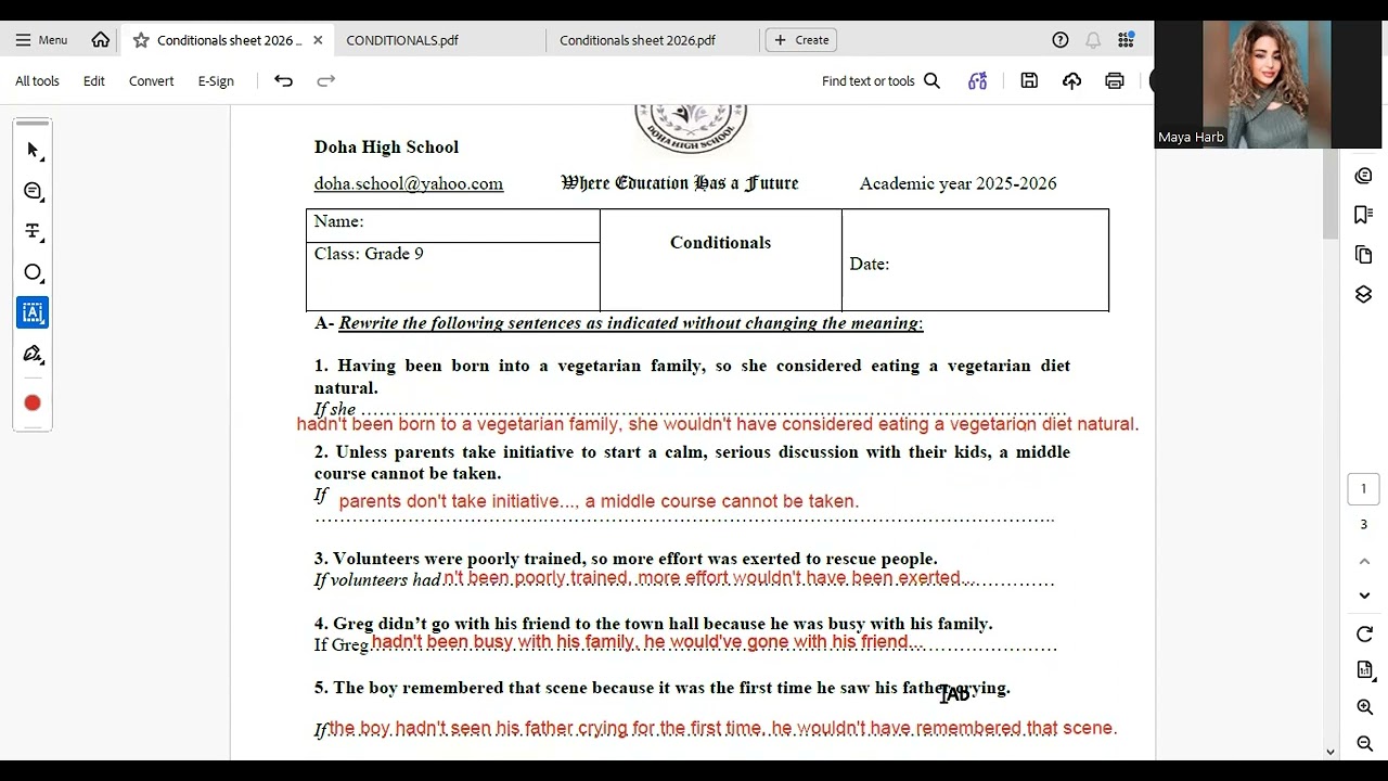Conditionals Worksheet- Exercise A