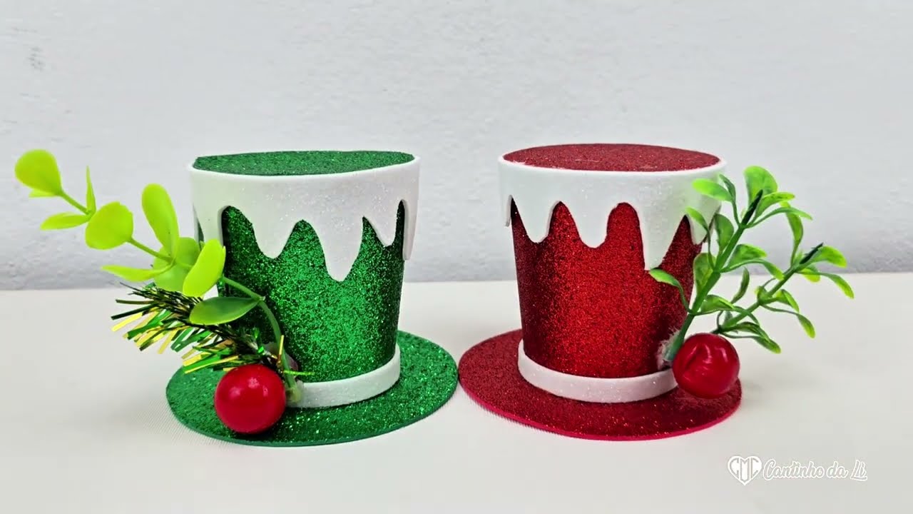 Lembrancinha de Natal feita com copo e E.V.A —Passo a Passo 