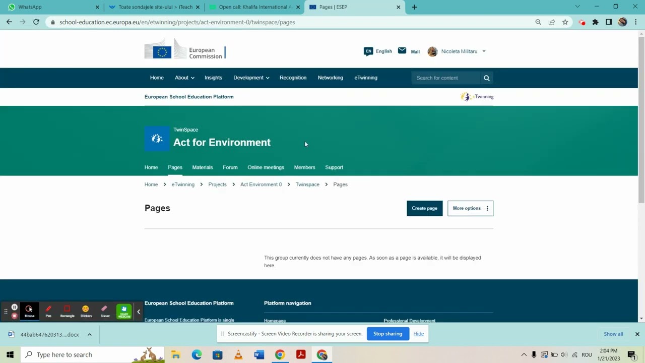 Pages in eTwinning - part 1