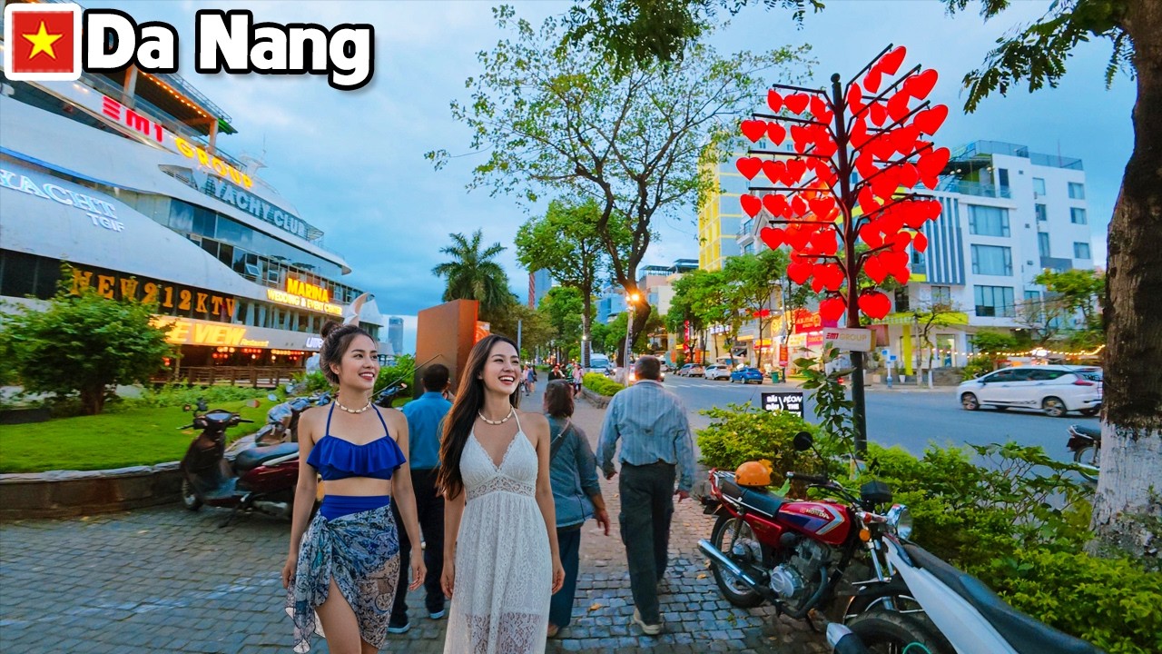 DA NANG VIETNAM - Beautiful Han River Walk from Dragon Bridge is Absolutely Stunning 4K Walking Tour
