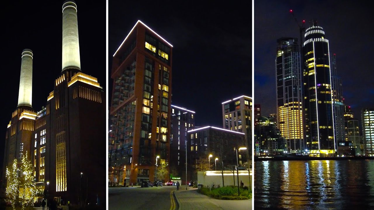 [4K] NINE ELMS, VAUXHALL & BATTERSEA at Night | London Walk