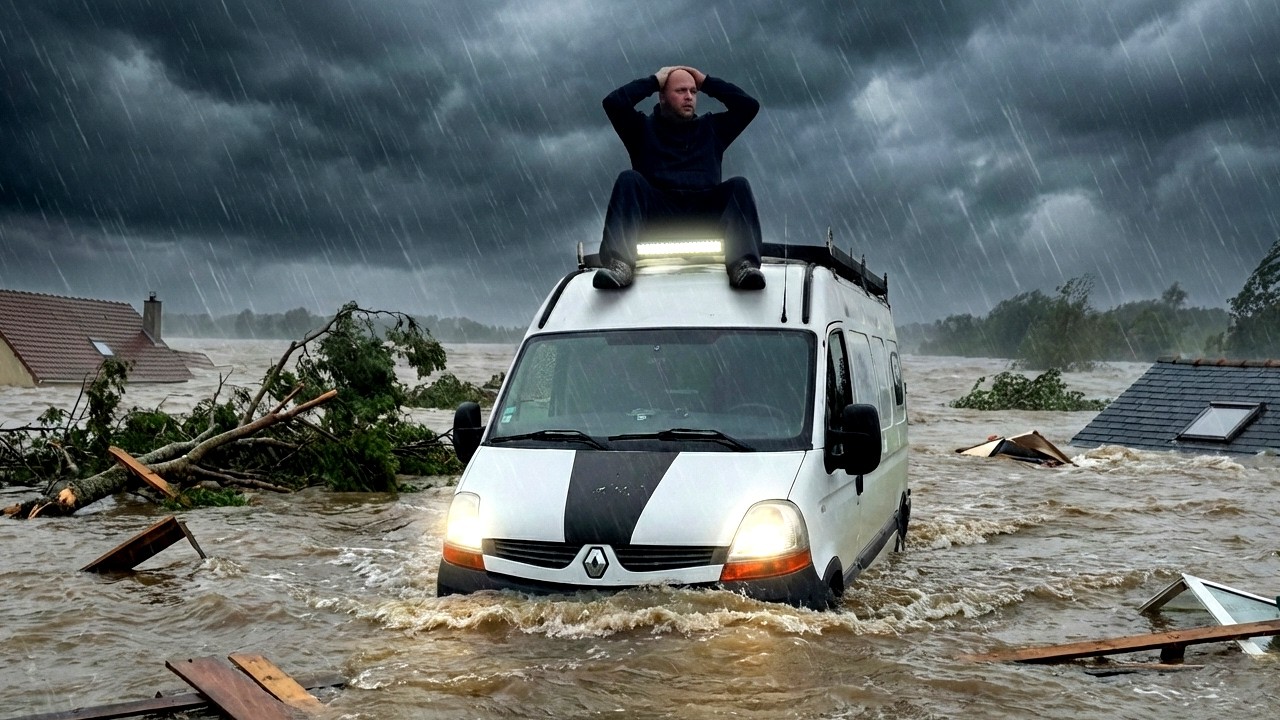 Inondations en France : bloqué en van pendant les tempêtes