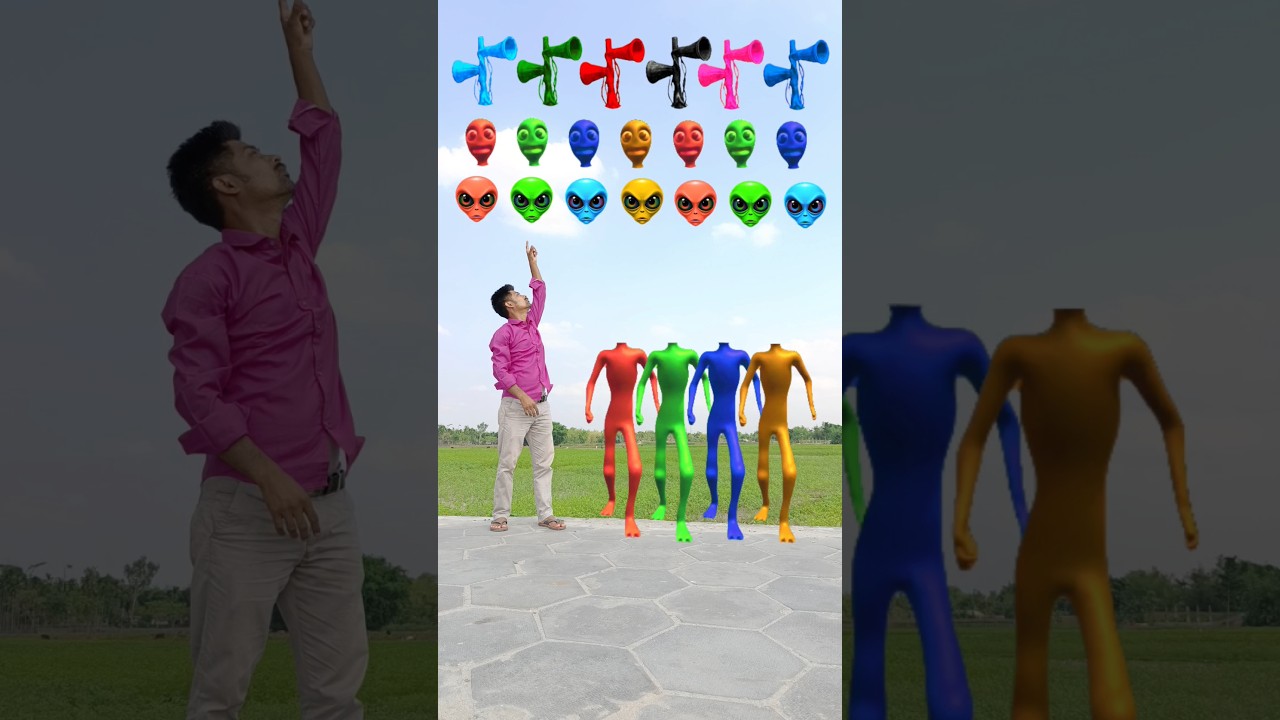 Four danda nadang dancing alien & cute brother correct head matching vfx video