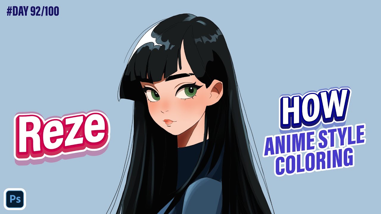 Day 92 | Anime Girl Drawing 💙✨ | Coloring Practice | 100 Days Drawing Challenge
