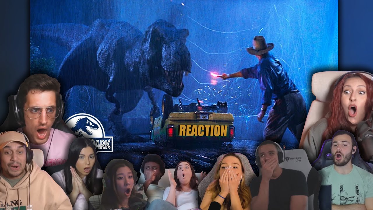 The T. rex Escapes the Paddock / Jurassic Park (1993) / Reaction Compilation