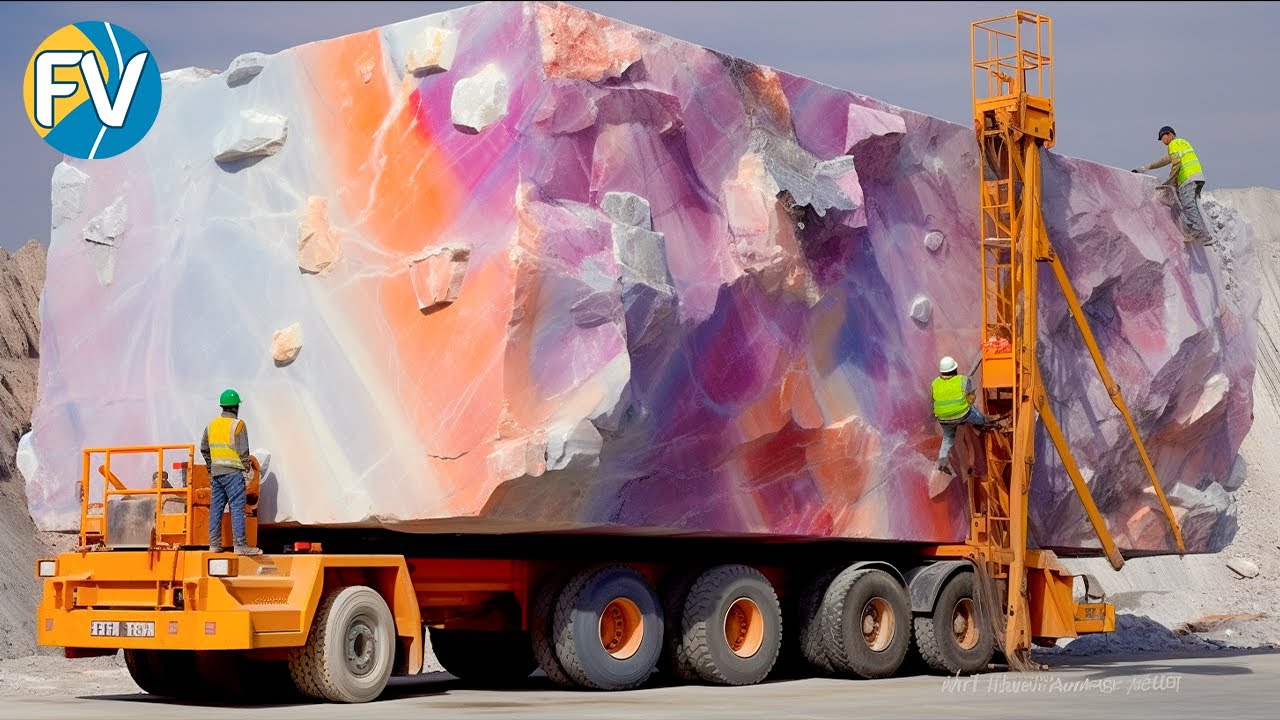 Extracción y producción de mármol de una cantera de 1.000 millones de dólares. Piedra de lujo