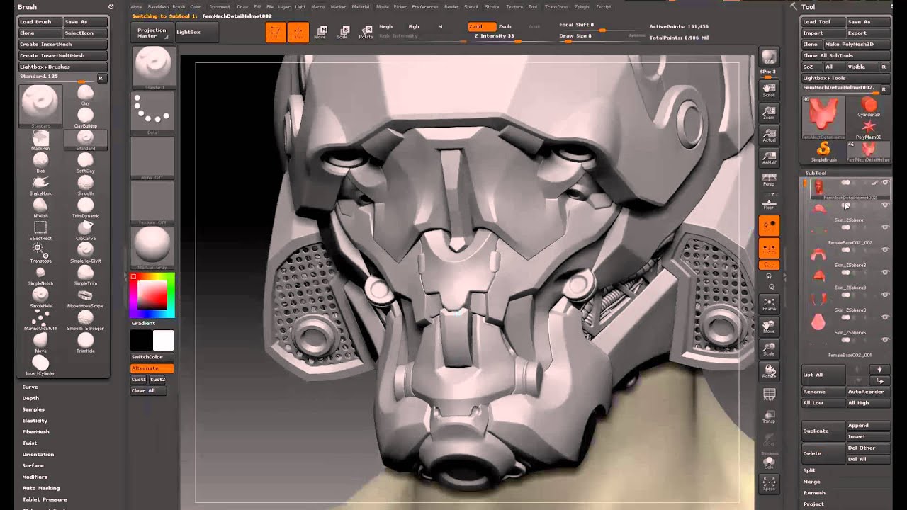 ZBrush Mech Helmet 04 DetailingPart01