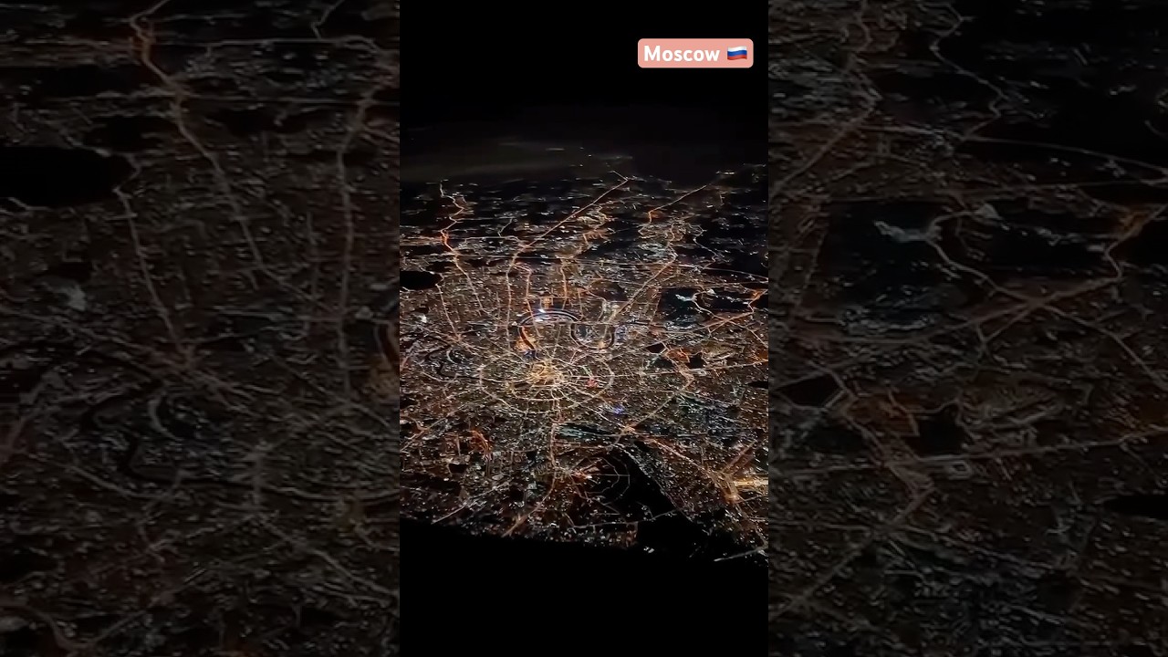 Moscow 🇷🇺 Night View from Flight  #moscow #russia