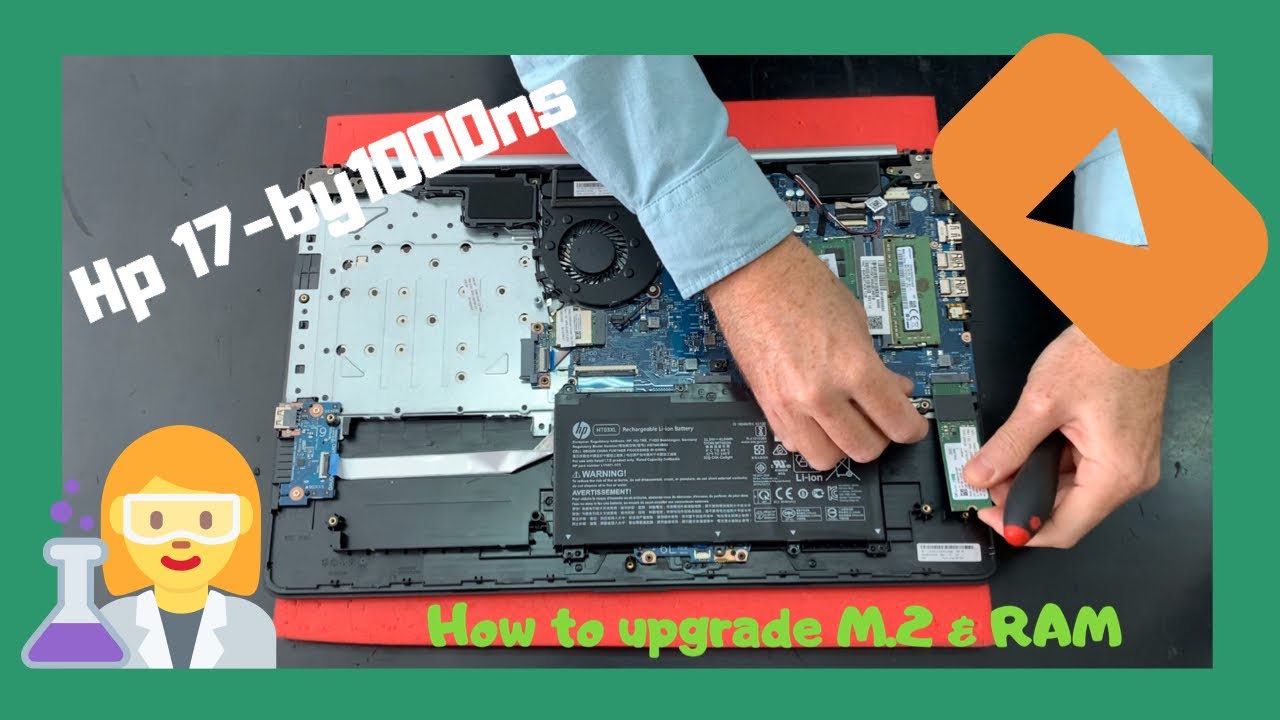 HP Laptop 17-by1000ns How to Upgrade M.2 Pcie Nvme SSD RAM Disassembly