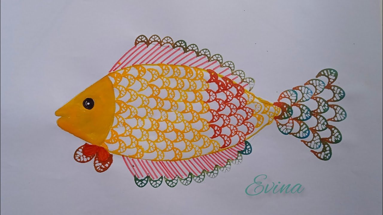 Easy drawing|Seni grafis cetak tinggi yang mudah dari pelepah pisang