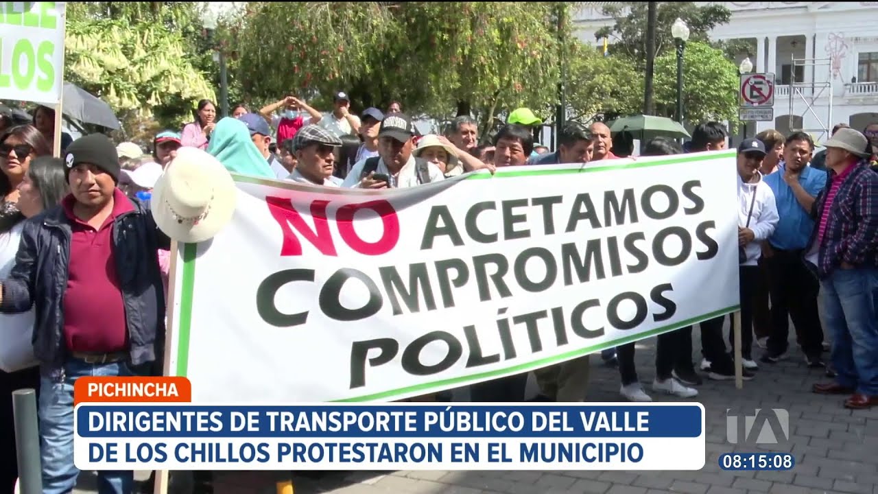 Protesta de dirigentes de transporte público del Valle de los Chillos