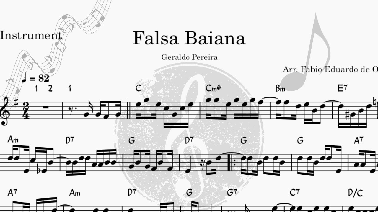 Falsa Baiana - Grátis Vídeo Partitura - Samba - Trompete Bb - Música Brasileira - Playback