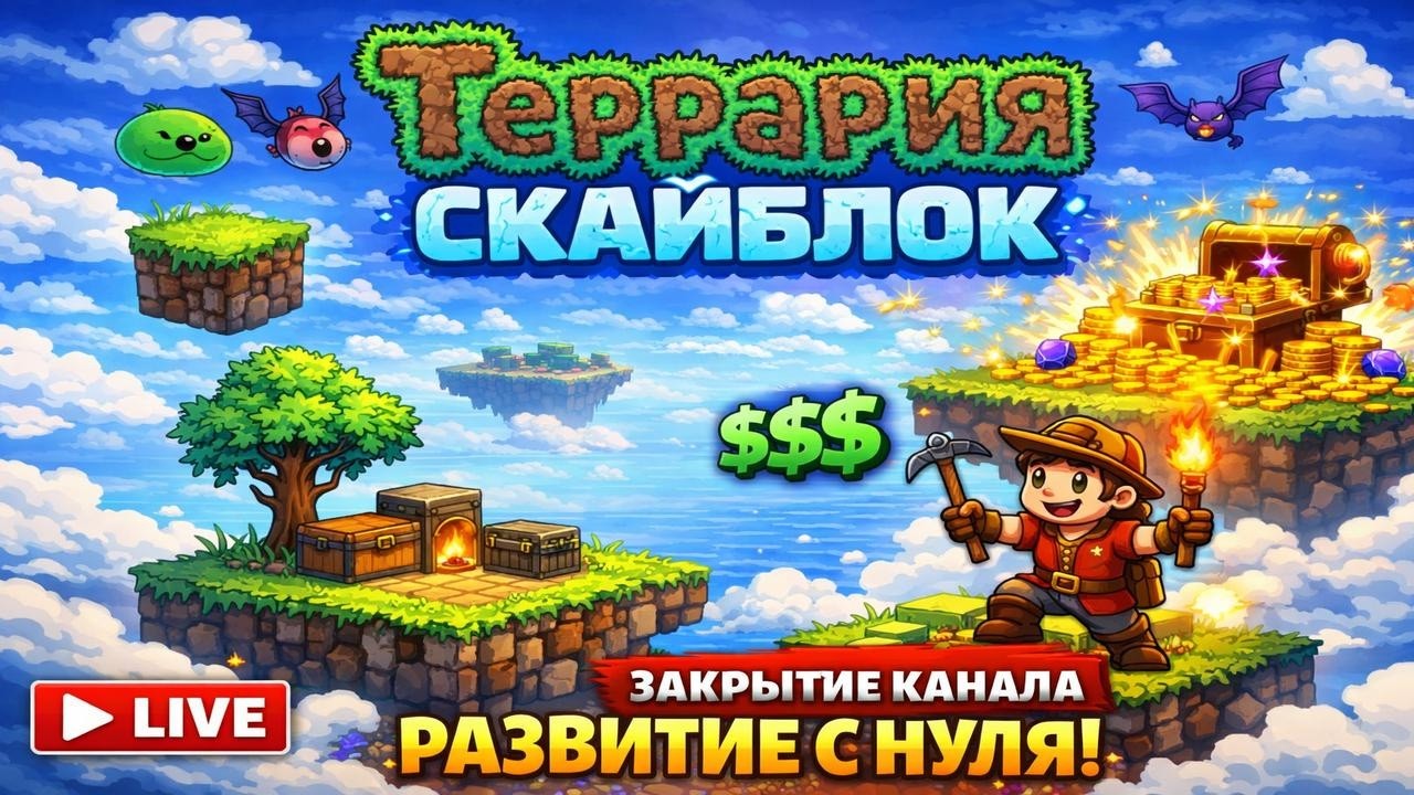 Terraria Skyblock/А ТЫ СМОГ БЫ ВЫЖИТЬ ТУТ? 😏