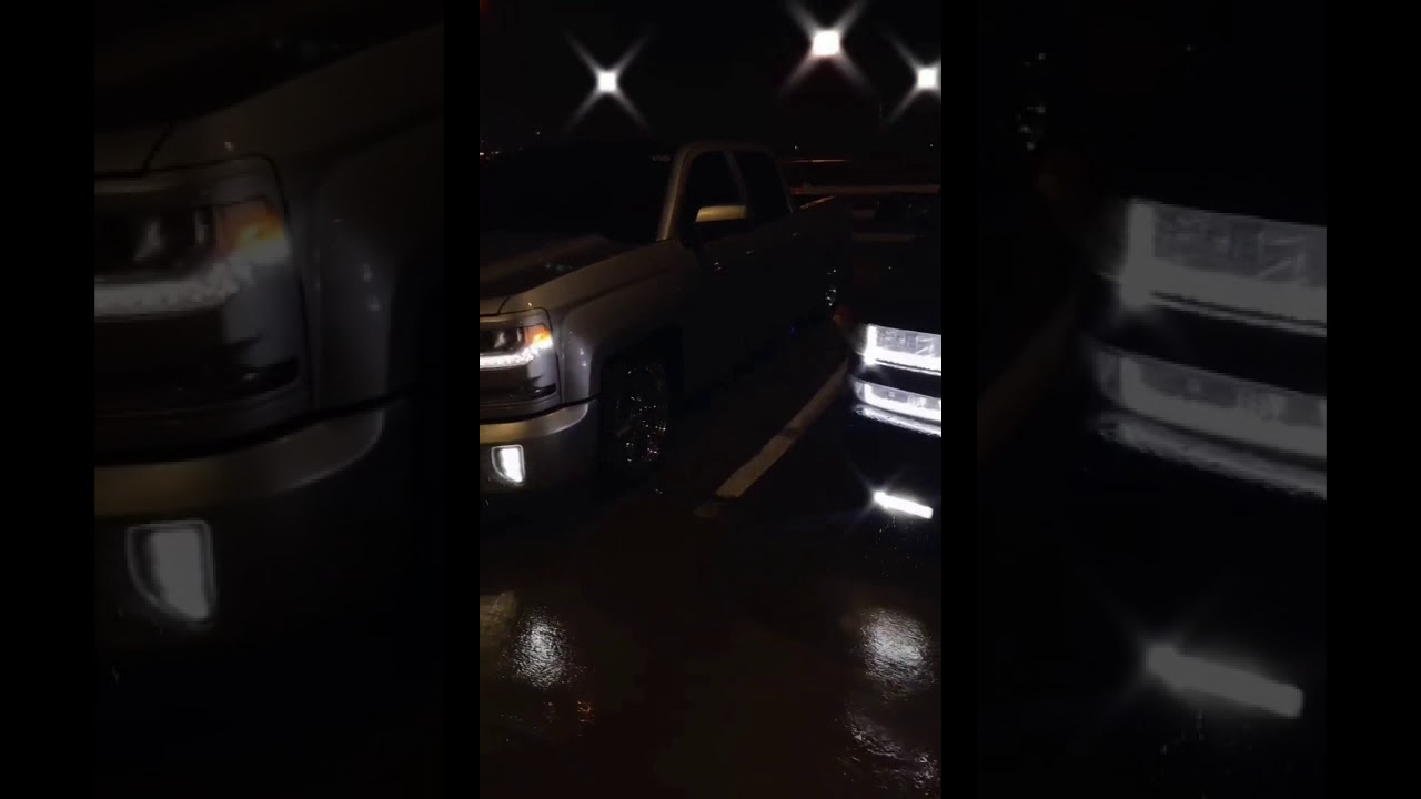 Truck meet on a rainy night 