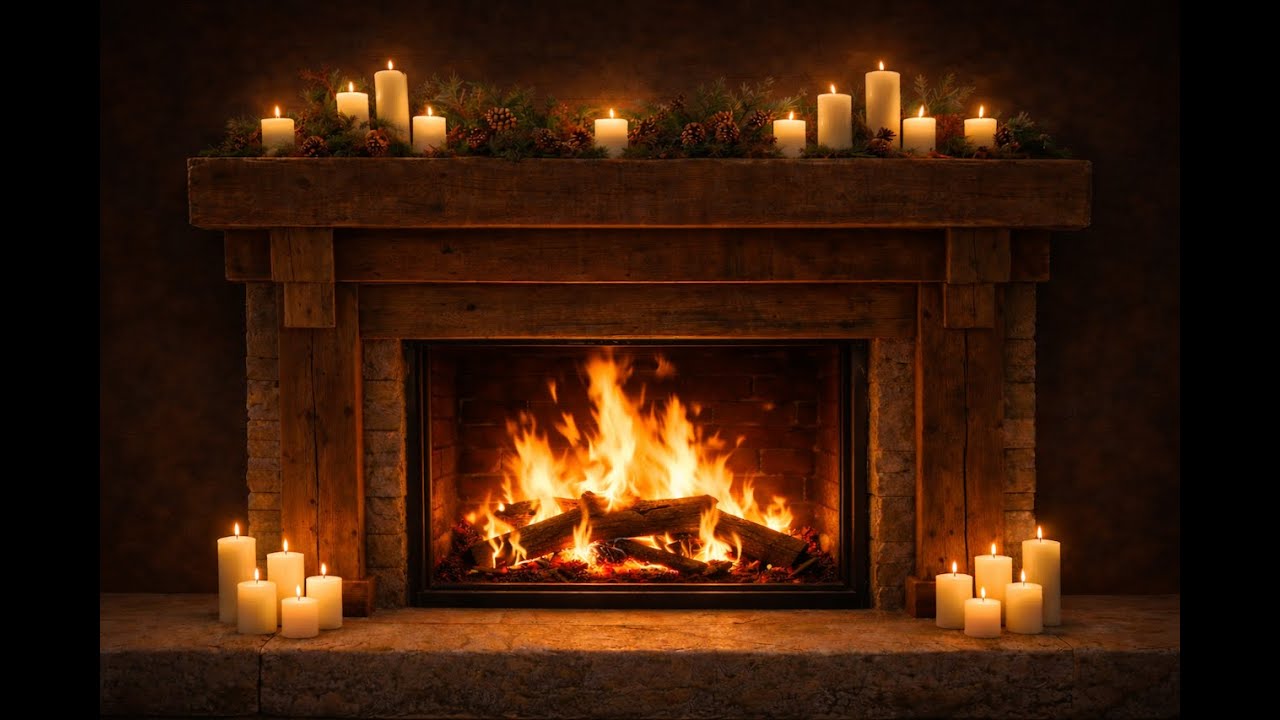 4K 10 Hours of Cozy Fireplace 🔥 Crackling Fire & Candlelight | No Ads | Sleep & Relax