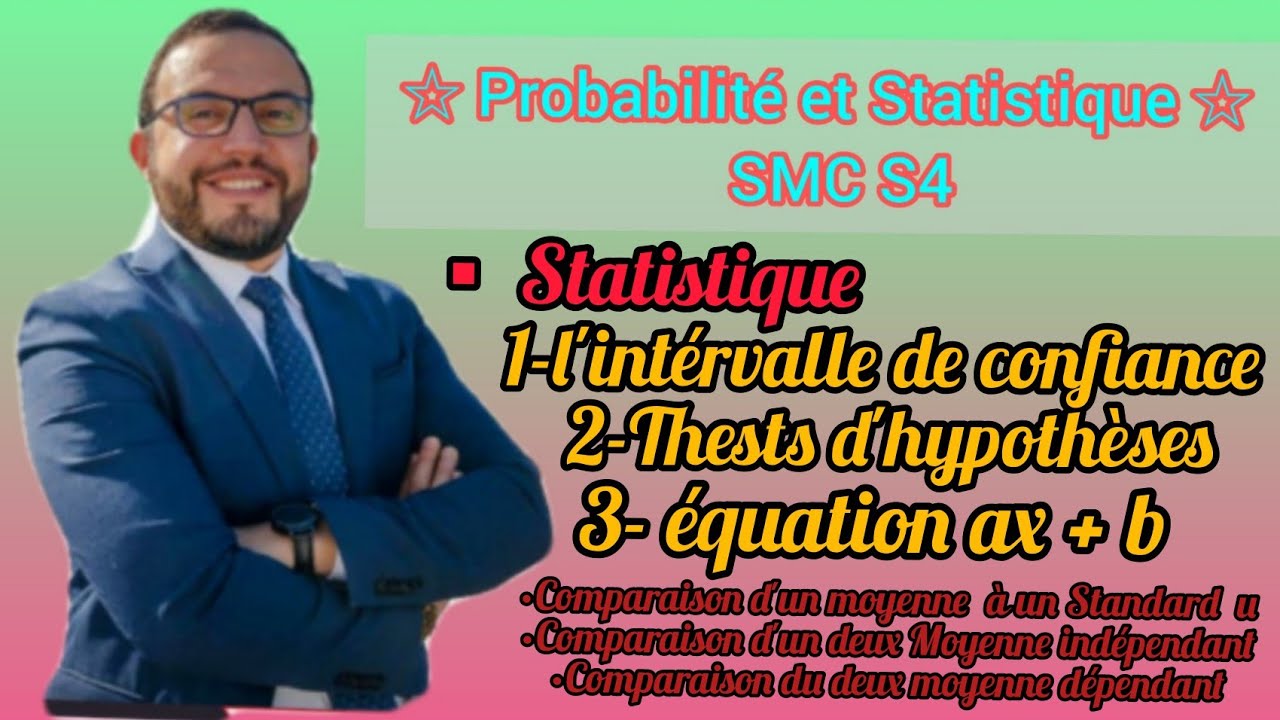 Ep12 Statistique Exercice d'application 📚 Probabilité et Statistique SMC S4 🔥