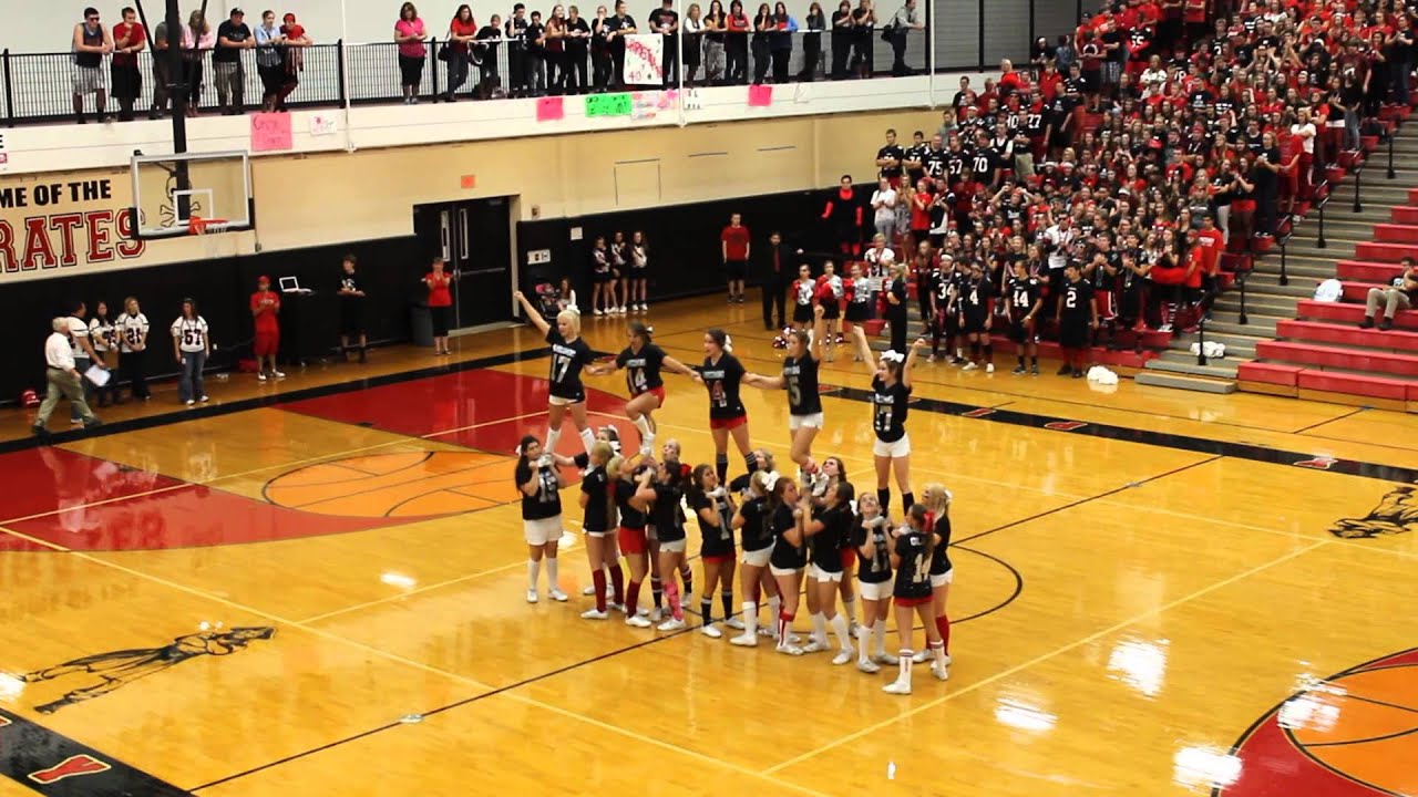 Pinckney High School cheerleading homecoming pep assembly 2013