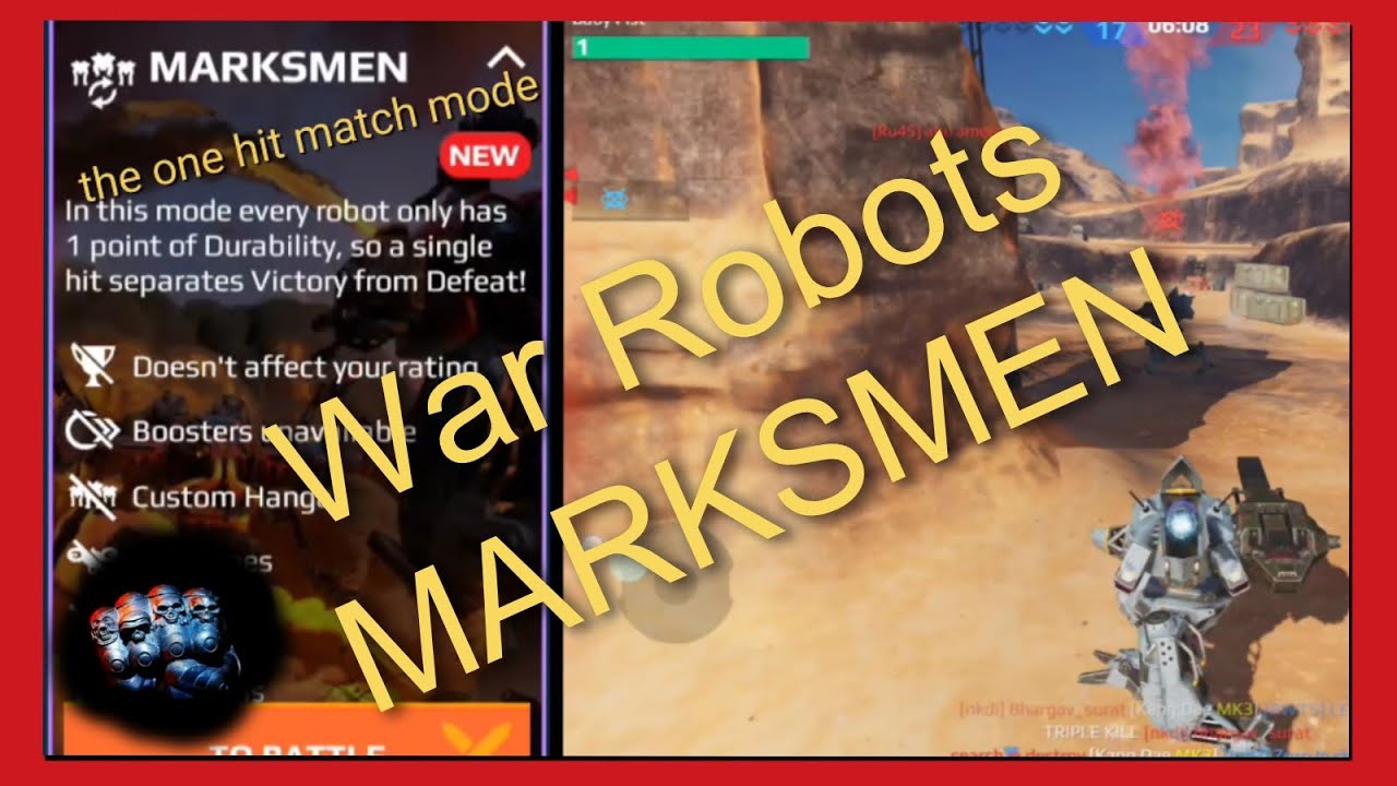 War Robots 💡 Marksmen new game mode, gameplay of one hit kill mode