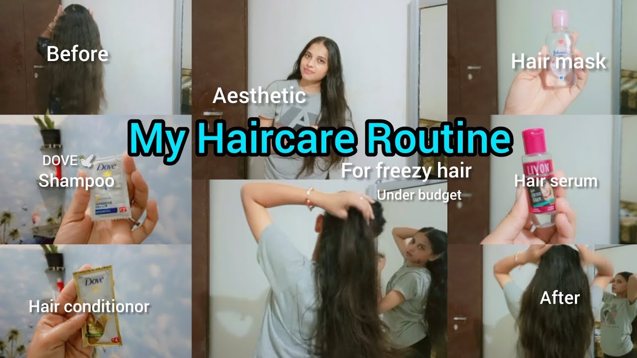 Haircare routine for freezy hair routine🛁🌷🕊|| Monsoon haircare || #aestheticgirl #haircare #dove 