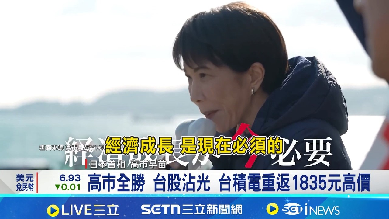 高市全勝 台股沾光 台積電重返1835元高價 高市助日股暴漲! 日本投資人喜收紅通通大禮 封關前台股盤中飆近900點 重返32000大關｜記者 劉至柔 張詠筌｜台灣要聞20260209｜三立iNEWS