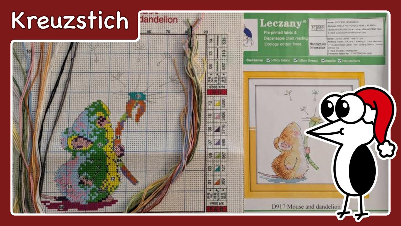 Kleine Maus vom Nikolaus - Stickset "Mouse and dandelion"