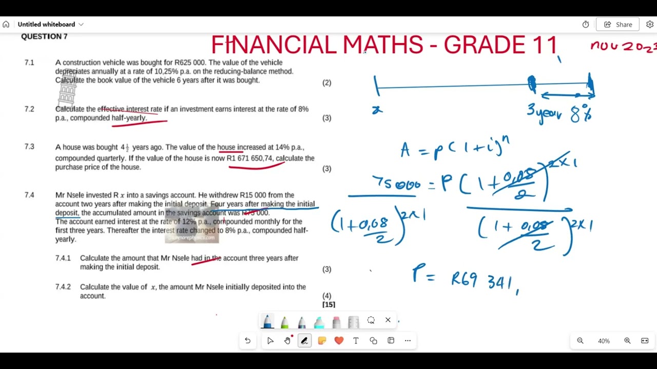 GRADE 11 FINANCIAL MATHS| PAST EXAM QUESTION | NOV 2023