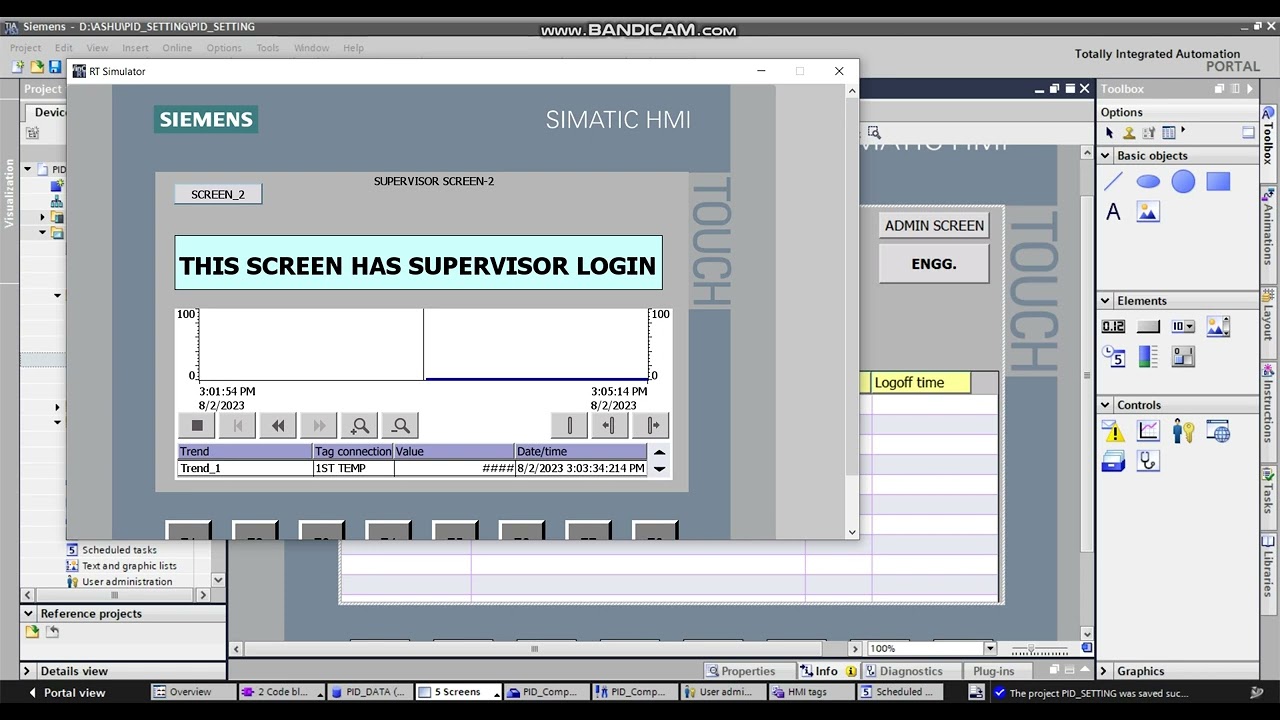 #Siemens KPT-700 HMI Password-user login showing in User View..