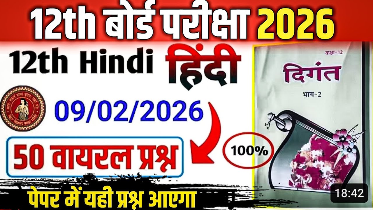 Class 12 Hindi VVi Objective Questions 2026 | Hindi Important Question Answer Class 12th Bihar Board