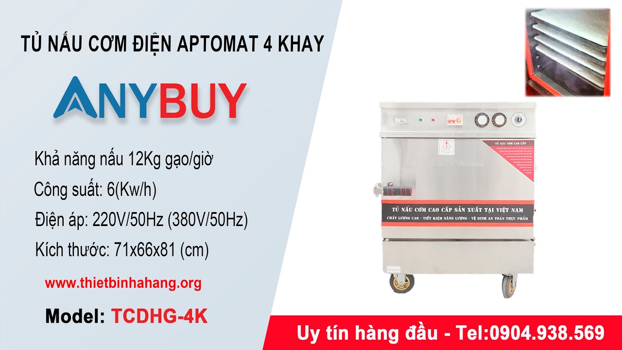 Tủ nấu cơm điện Aptomat 4 khay TCDHG-4K