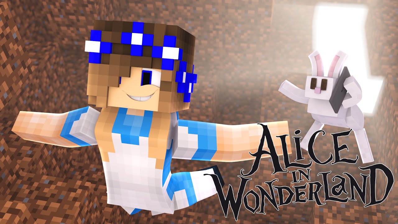 Minecraft-Alice in Wonderland-LITTLE CARLY FALLS DOWN THE RABBIT HOLE!!