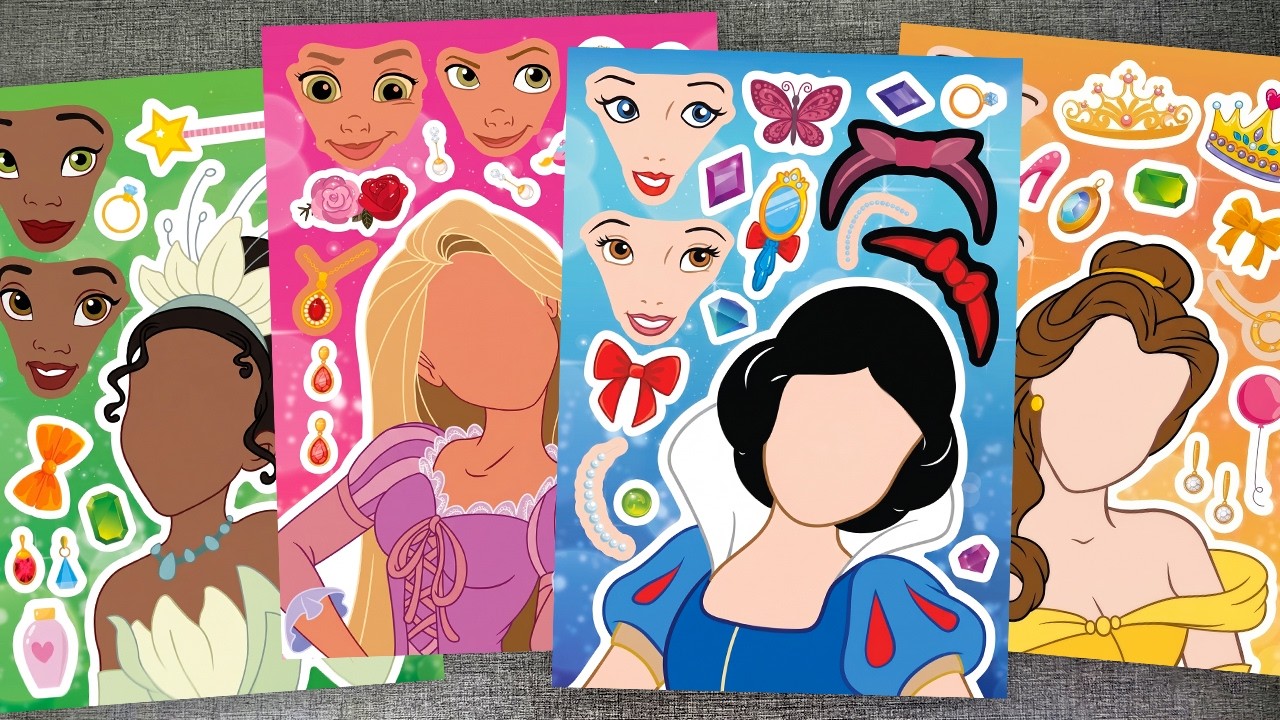 [✨Paper diy✨] Decorating DISNEY PRINCESS Sticker Book 👑 Elsa Ariel Belle Cinderella Rapunzel Moana