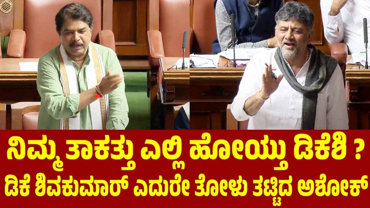 ನಿಮ್ಮ ತಾಕತ್ತು ಎಲ್ಲಿ ಹೋಯ್ತು ಡಿಕೆಶಿ ? ಡಿಕೆ ಶಿವಕುಮಾರ್ ಎದುರೇ ತೋಳು ತಟ್ಟಿದ ಅಶೋಕ್‌ | R Ashok DK Shivakumar