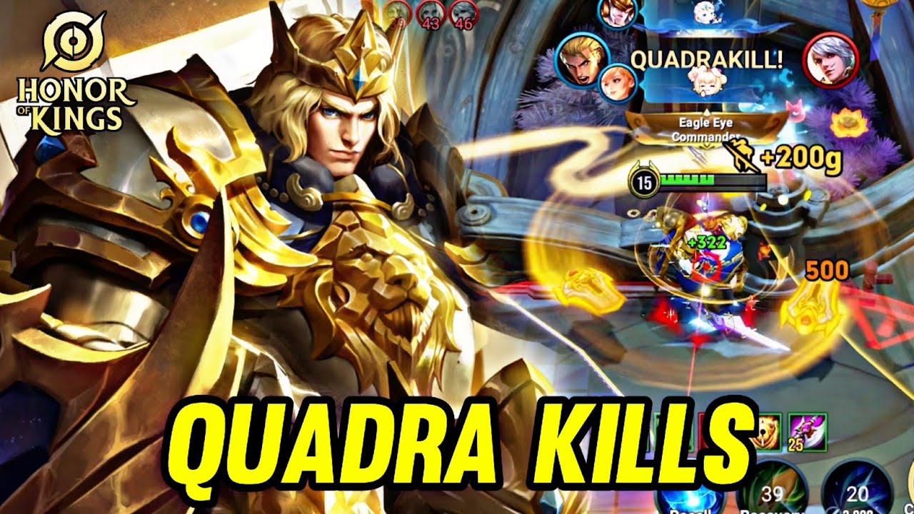 HOK : ARTHUR GAMEPLAY | QUADRA KILLS - HONOR OF KINGS