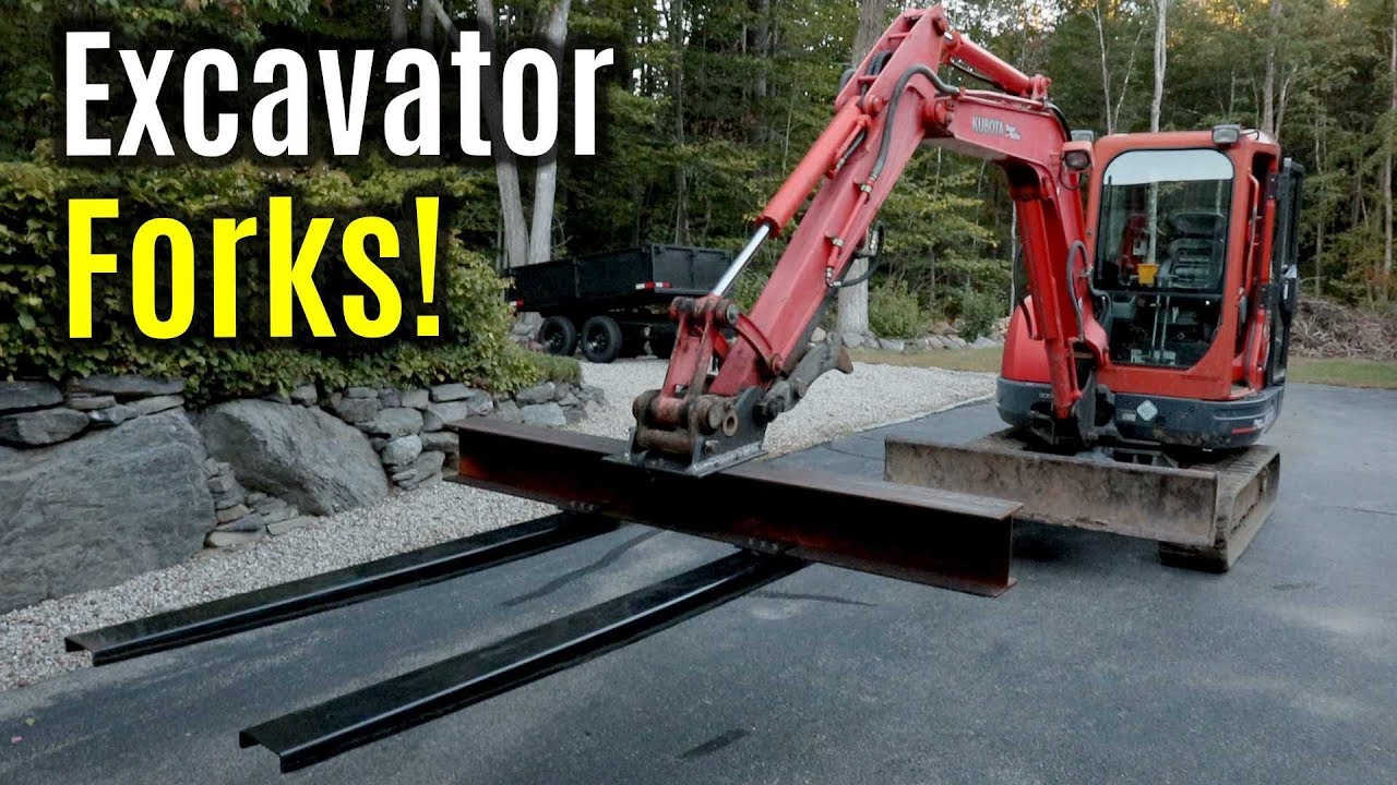 Kubota KX121-3  Excavator Custom Adjustable Pallet Forks | Quick Attach Mounting Plate Fabrication