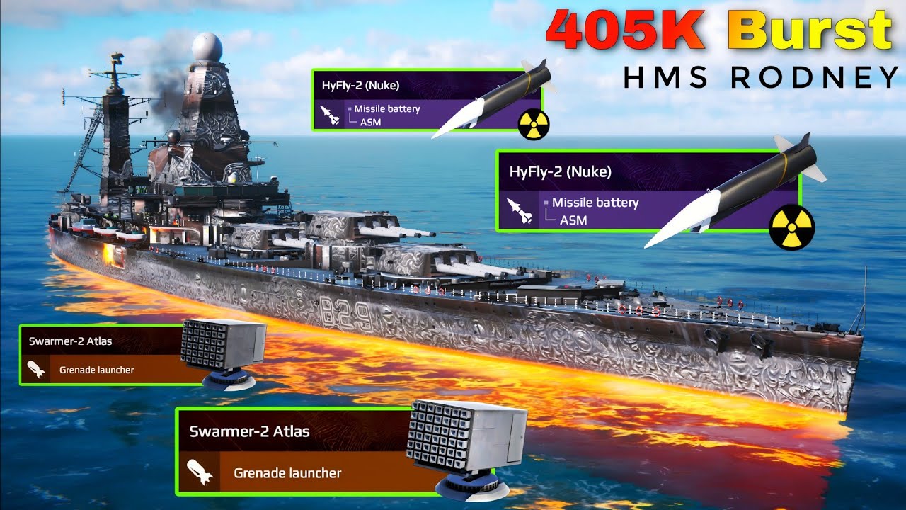 HMS RODNEY With Hyfly 2 Nuke & Swarmer-2 Atlas 🔥 Fully Laser Guided Build - Modern Warships 