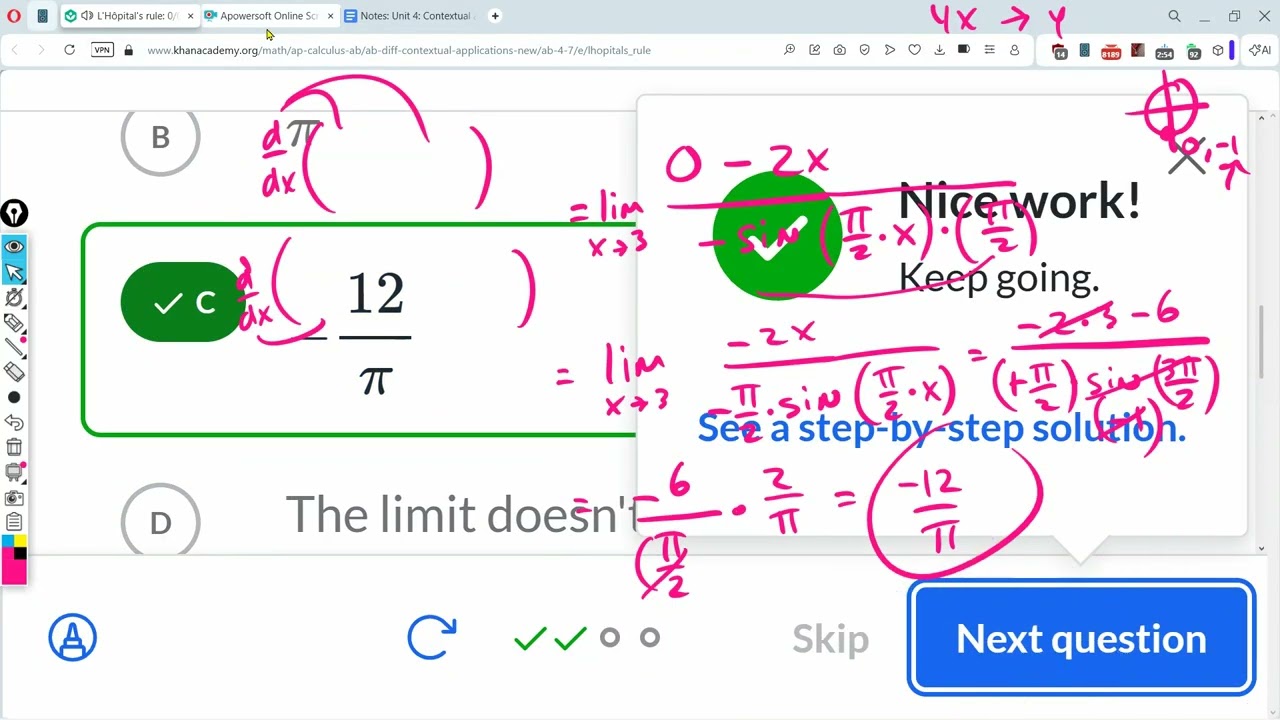 L'Hôpital's rule: 0/0 : Khan Academy : AP Calculus