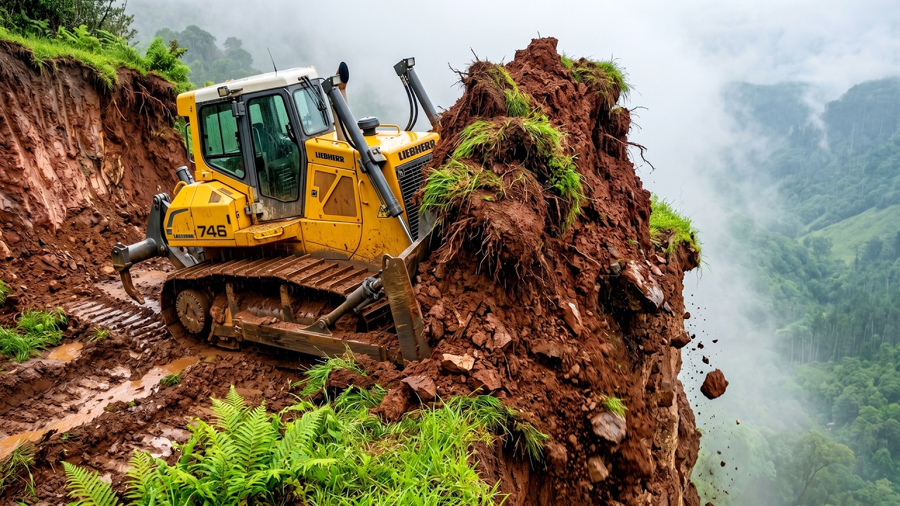 Massive Bulldozer Building Steep Mountain Road | Extreme Heavy Equipment Construction