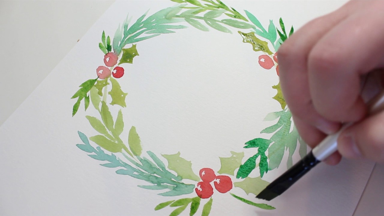 Loose Merry Christmas wreath | watercolor + calligraphy