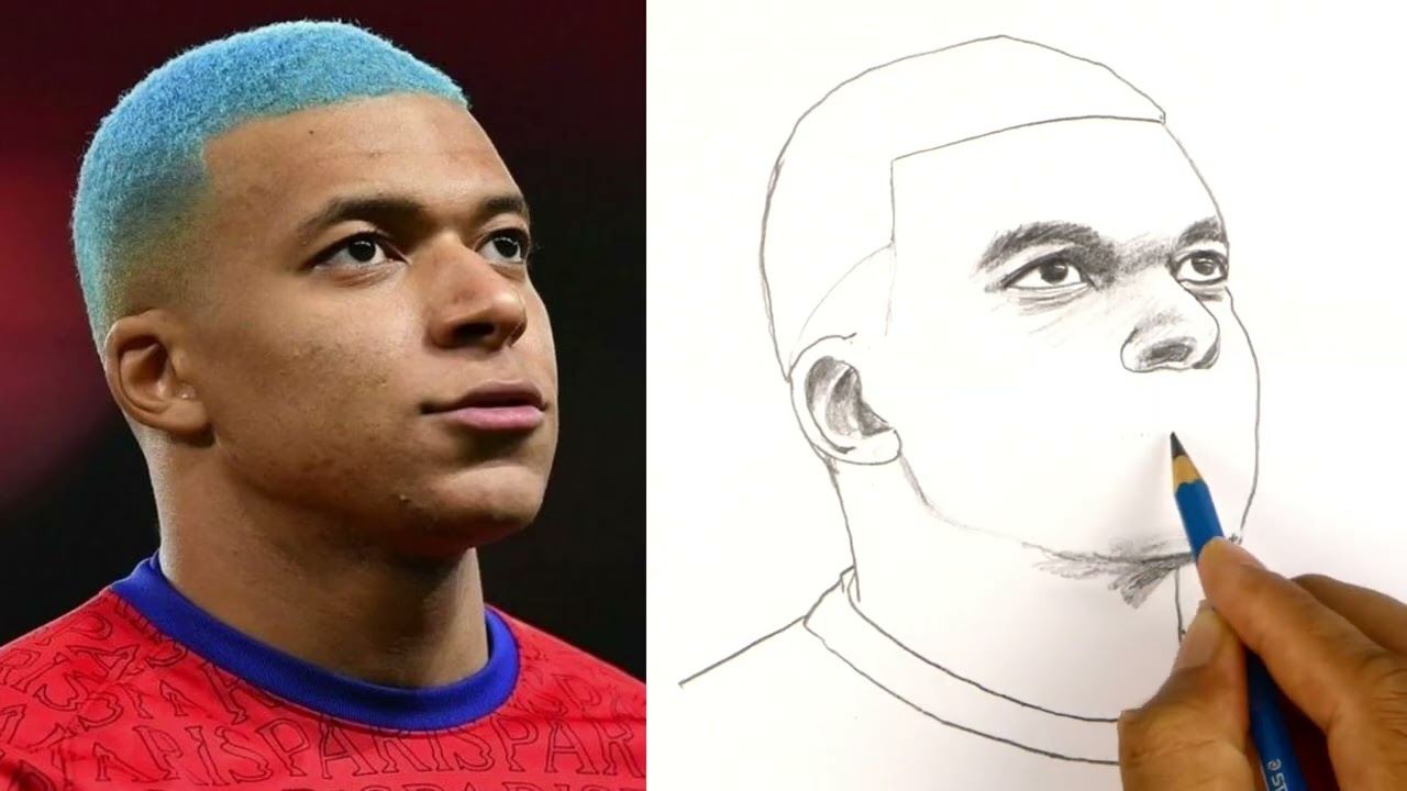 How To Draw Kylian Mbappe Easily 😍 Pencil Sketch | Mbappe Drawing