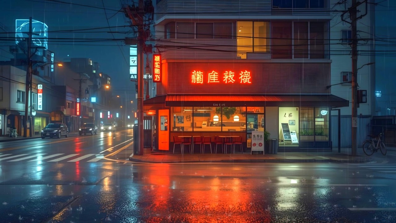 Rainy Night Cafe 🌃🌧️ | Japanese Lofi for Deep Sleep & focus