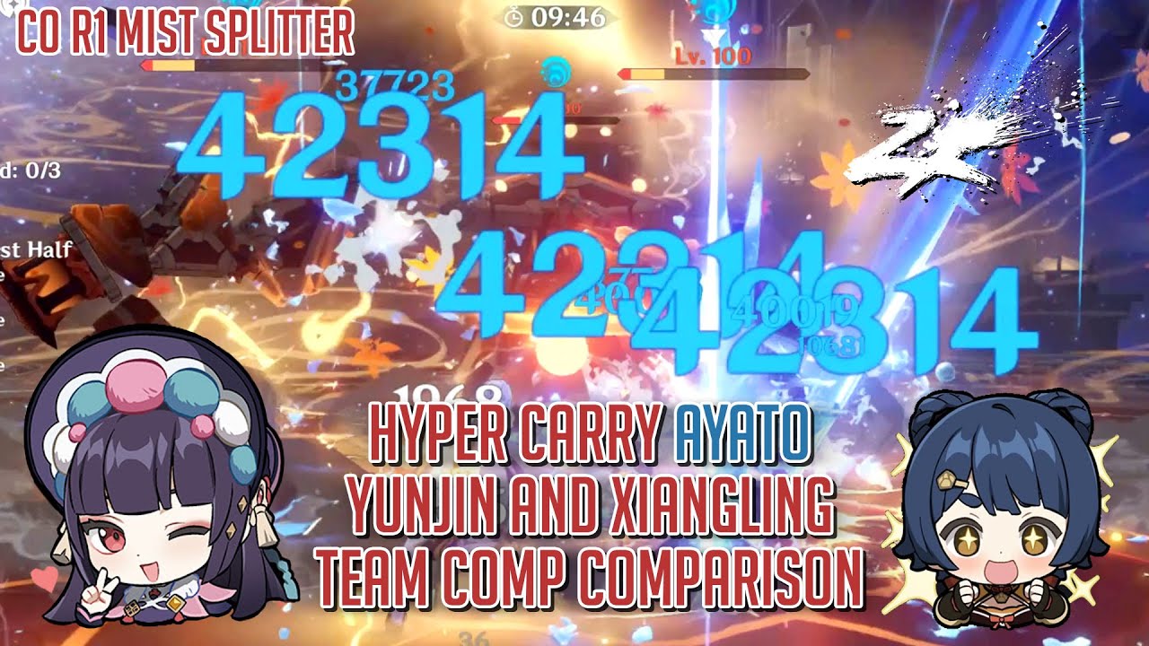Ayato Flr 12-3-1, 15s. How strong is C0 MS R1 hyper carry? Comparison between Yunjin and Xl team.