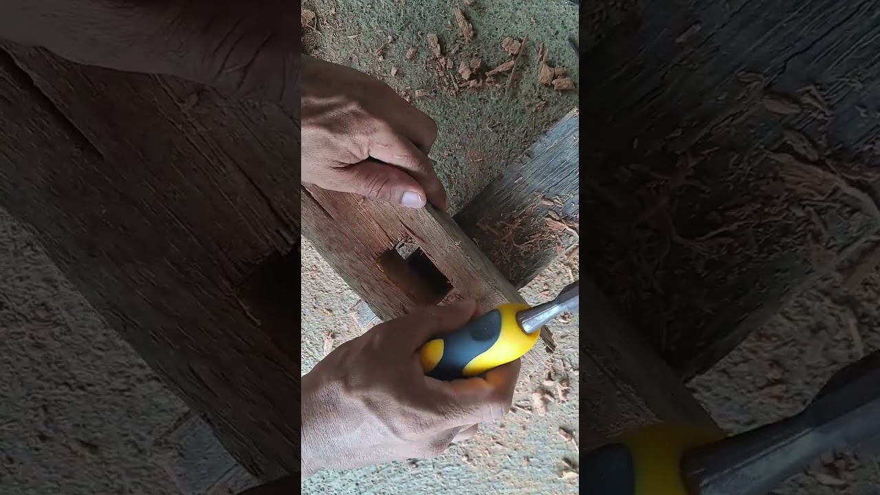 Mortise and Tenon Joint out of Coconut Wood #carpentry #woodworking #woodcrafting #tipsyoutube