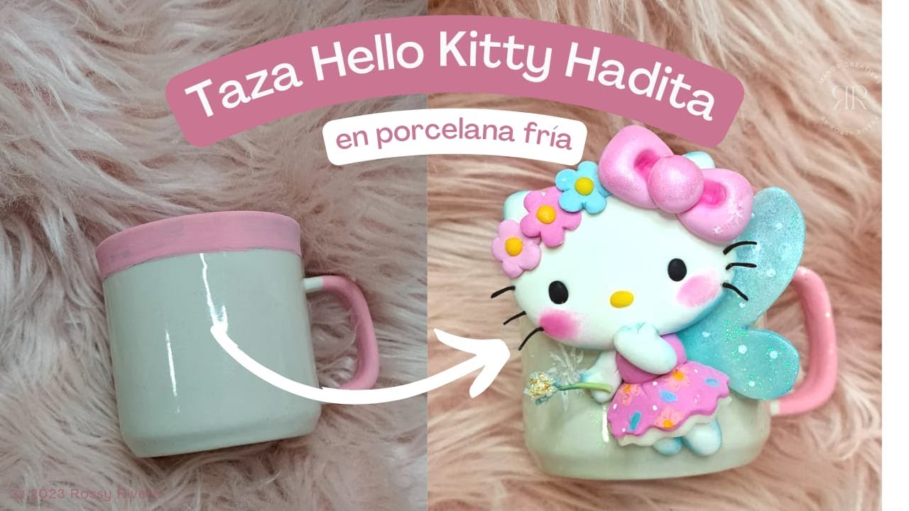 Taza de Hello Kitty Hadita en Porcelana Fría | Manos Creativas by Rossy Rivera