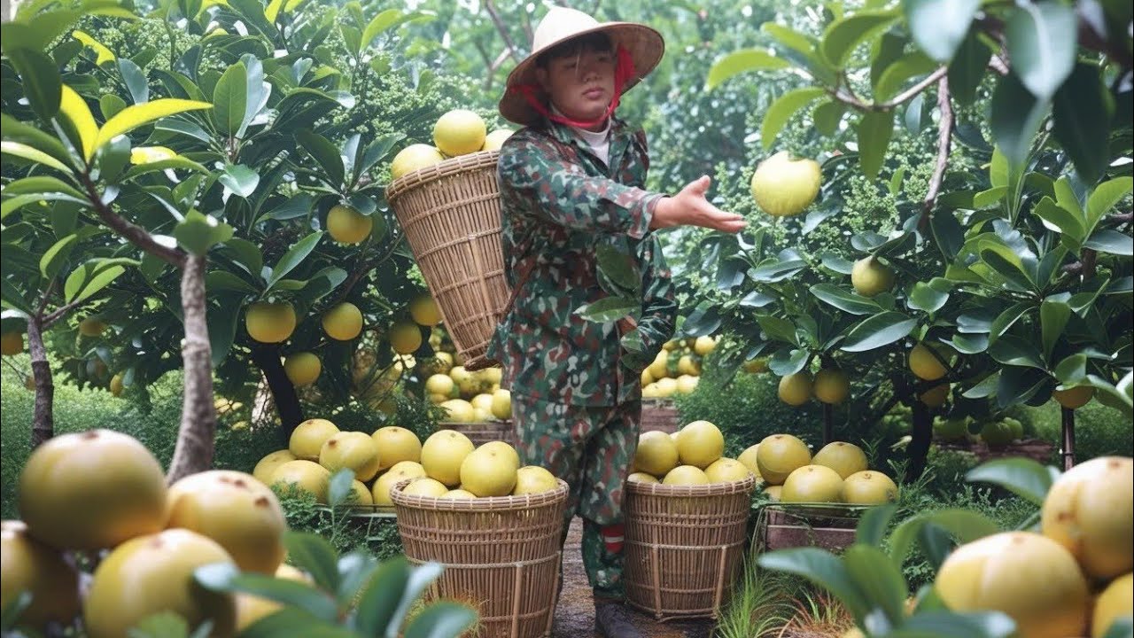 Ripe grapefruit _ Harvest season has come. Harvest grapefruit to sell at the market_ ​​cooking