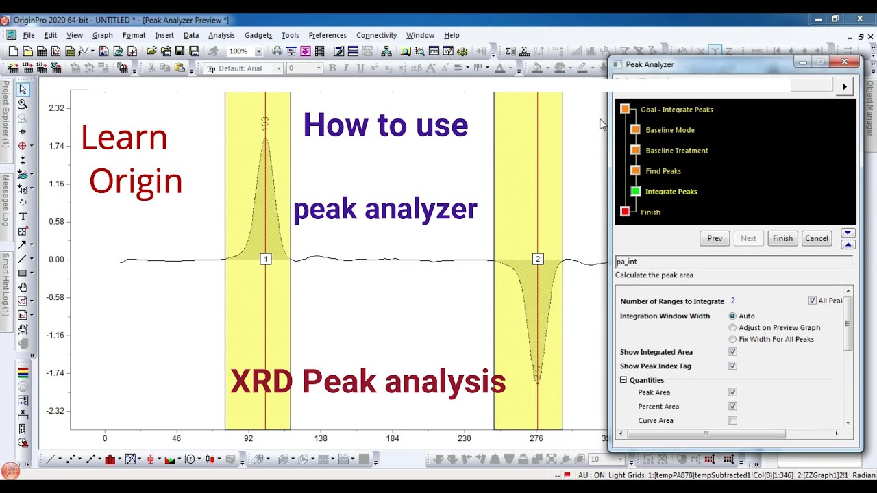 Use Peak Analyzer To Integrate The Peaks | XRD peak analysis | origin tutorial | Learn origin
