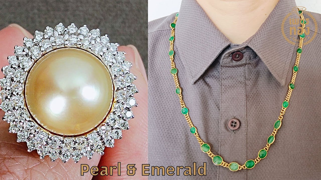 5/1/2569 ว.ทองคำ75% มุก Southsea เพชร 1.16 ct, สร้อยคอมรกตแซมเบียงานเก่า ทองคำ35% ตะขอทองคำ 95%