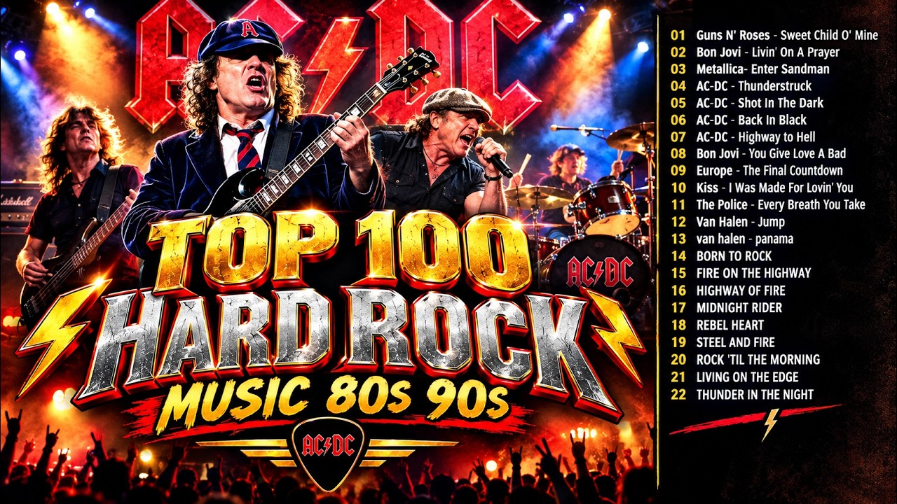 BEST OF HARD ROCK 🤘 80s & 90s Legendary Rock Anthems | AC/DC, Metallica, Bon Jovi & Guns N&rsquo; Roses