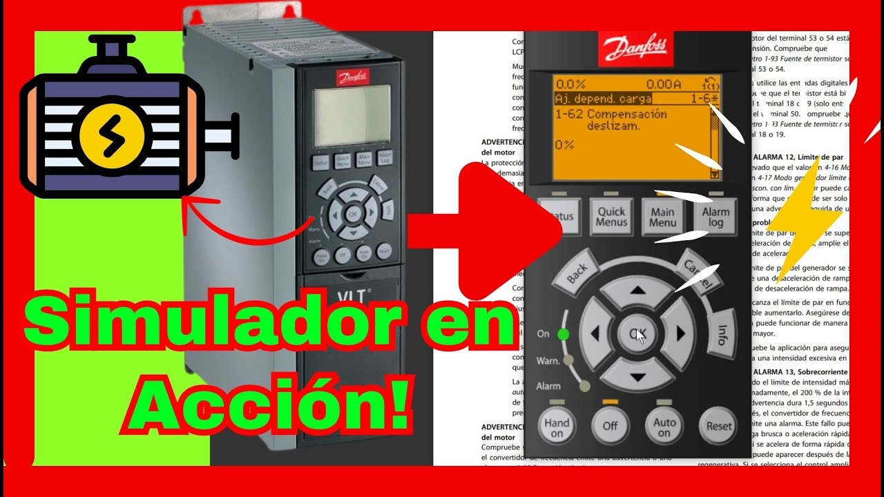 ⚡⚡ ANALIZANDO PASO a PASO un VARIADOR de FRECUENCIA DANFOSS con su SIMULADOR