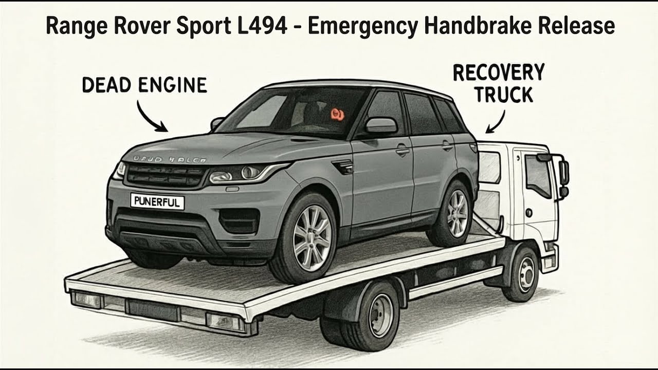 Range Rover Sport L494 - Аварийное выключение парковочного режима коробки передач и ручного тормо...